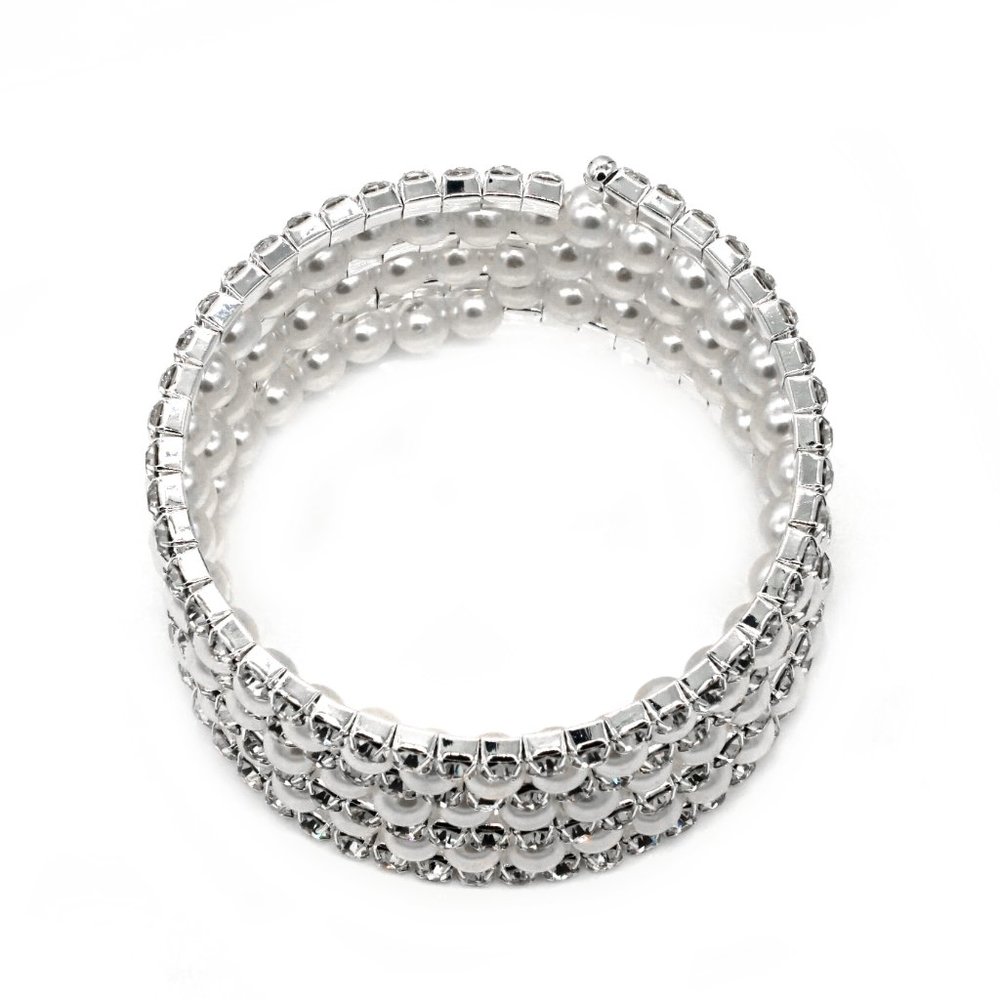 Memory wire bracelet with 7 strands and rhinestones. - Picture 3 of 3